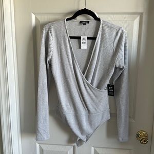 NWT EXPRESS GREY VNECK BODYSUIT